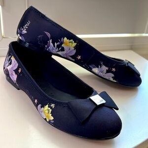 Ted Baker Floral Print Satin Flats